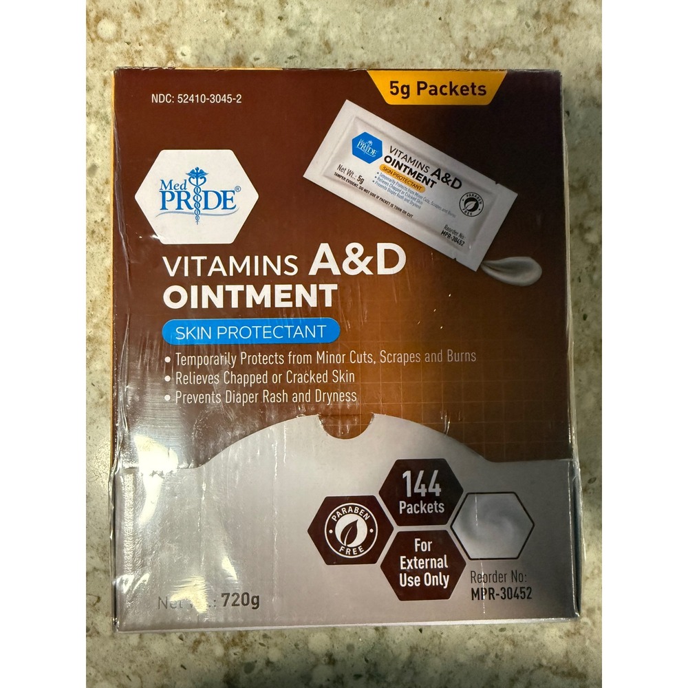 Med Pride Vitamins A&D Ointment Skin Protectant 144 Packets 5g MPR-30452